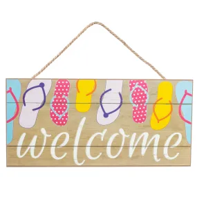 12" Wooden Sign: Welcome Flip Flops