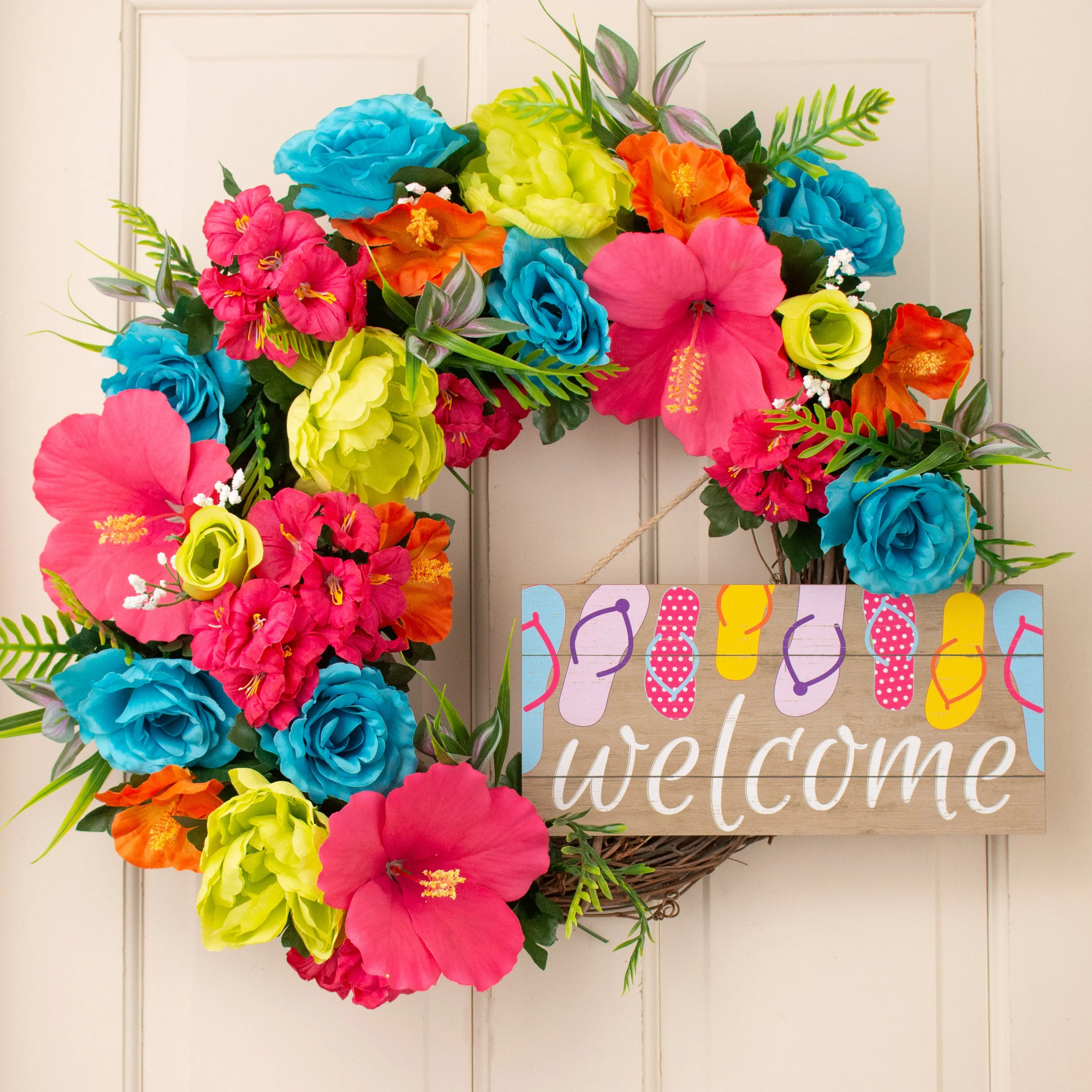 12" Wooden Sign: Welcome Flip Flops