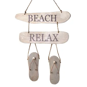 24" Beach Relax Driftwood Flip Flop Sign