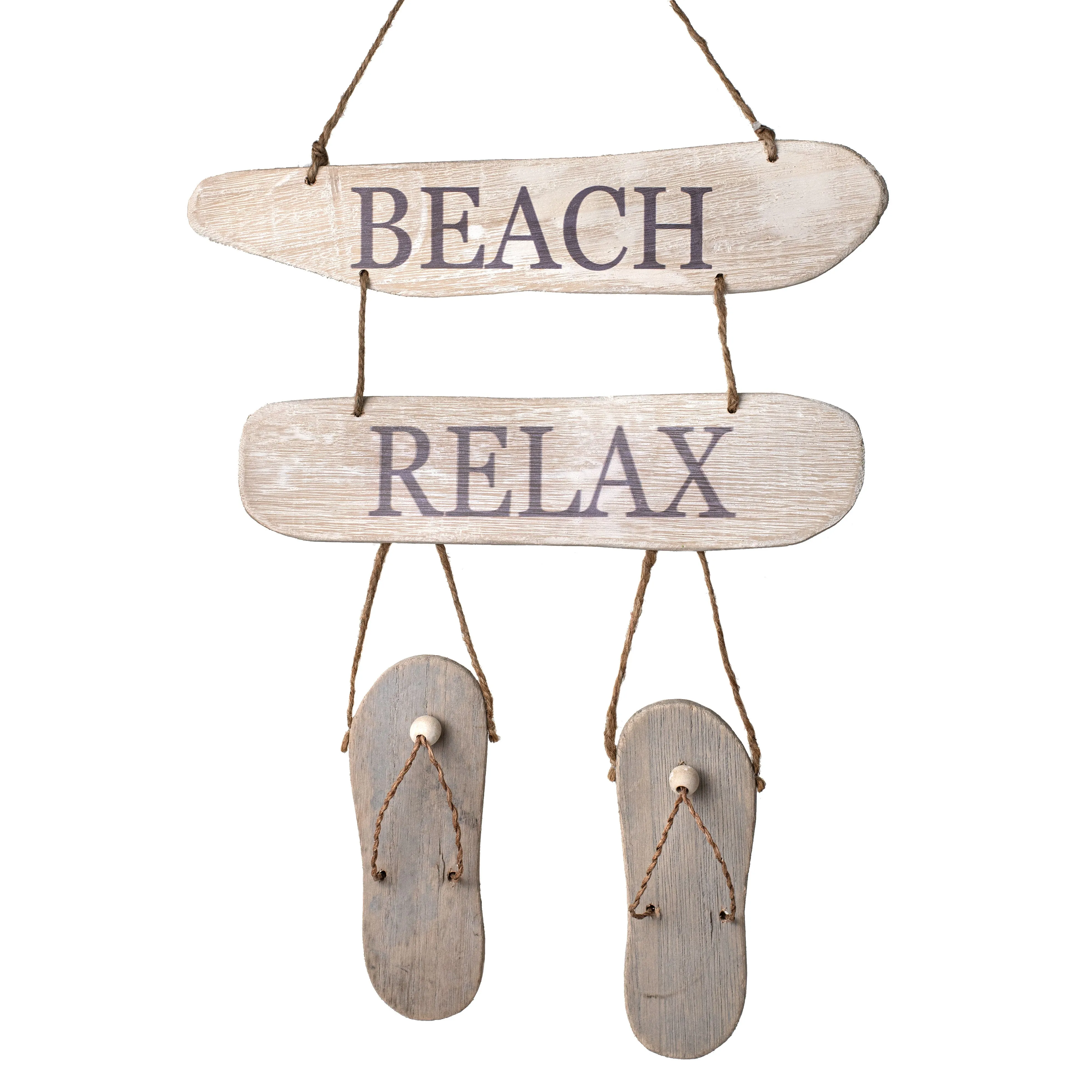 24" Beach Relax Driftwood Flip Flop Sign