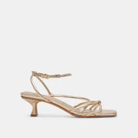 BEV HEELS GOLD METALLIC LEATHER - re:vita
