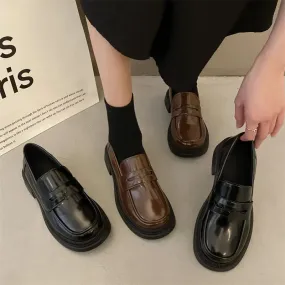 binfenxie Brown Loafers women Japanese School Students JK Uniform Shoes Round Toe Women Girls Retro Round Toe Lolita Cosplay Shoes size 42