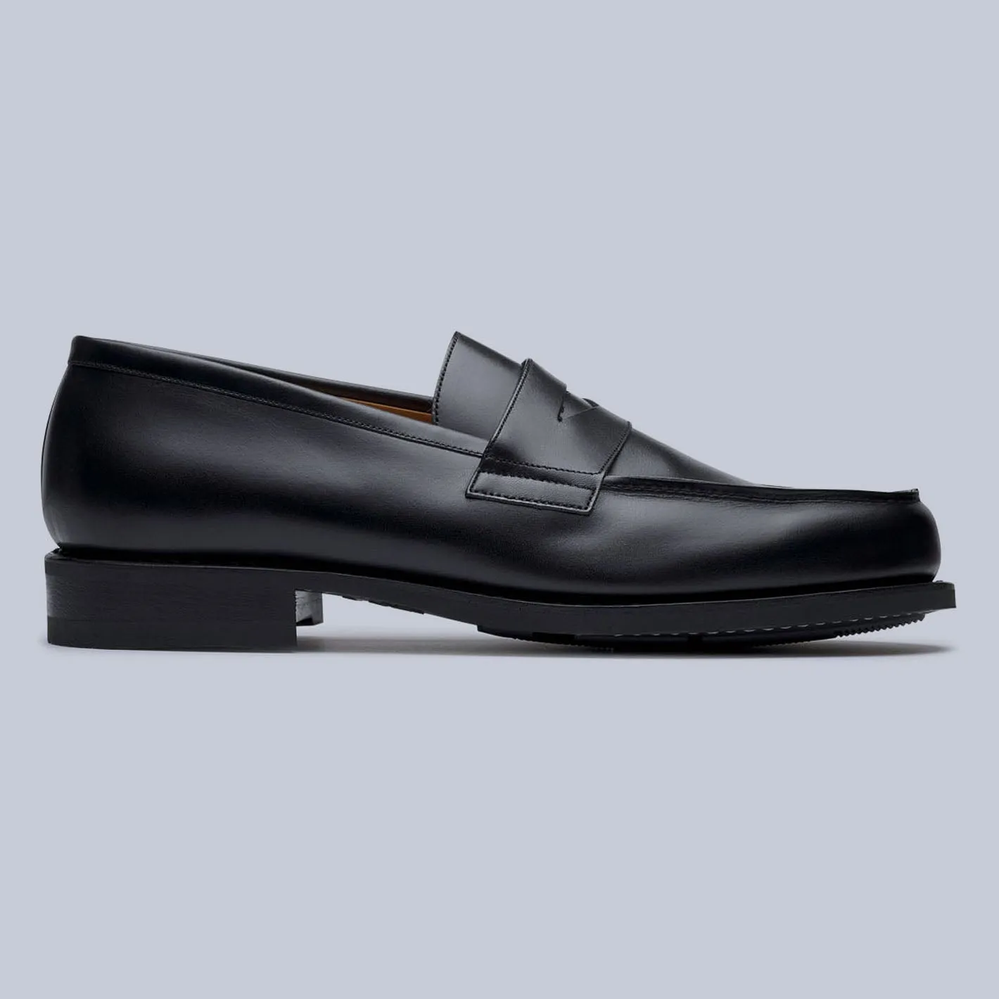 Black Leather Rubber Sole Adonis Loafers
