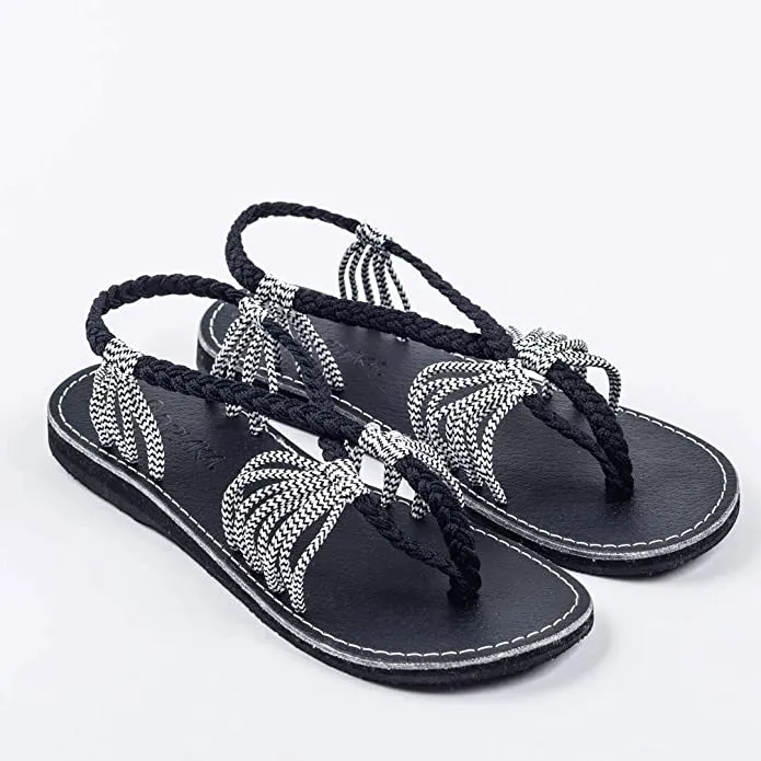 Boho Yellow Handwoven Braided Flat Sandals