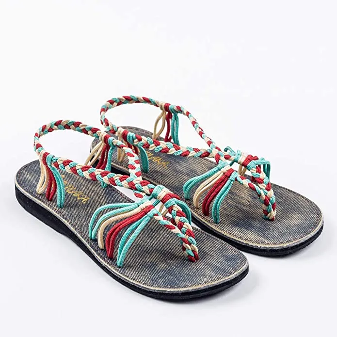 Boho Yellow Handwoven Braided Flat Sandals