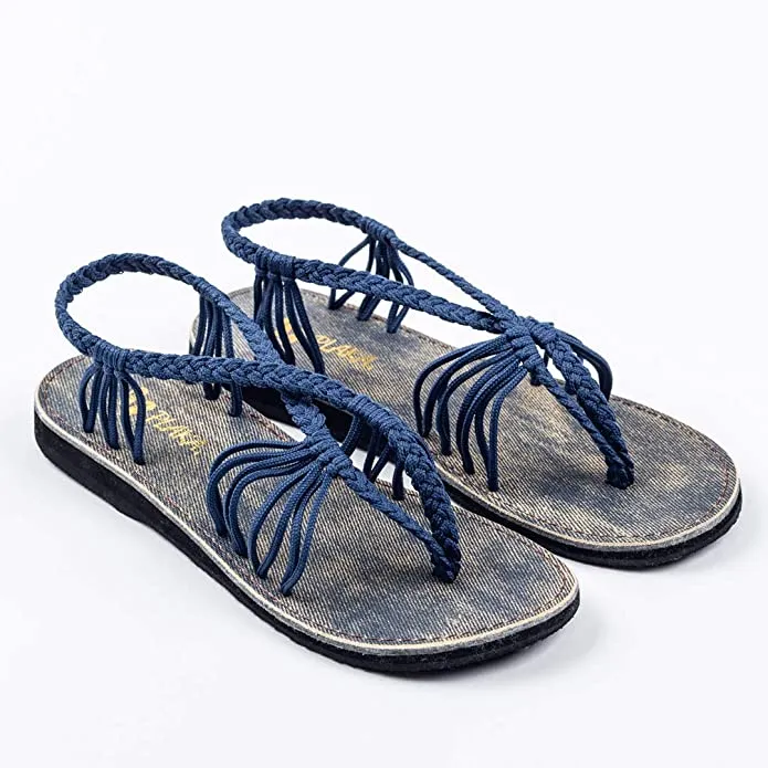 Boho Yellow Handwoven Braided Flat Sandals
