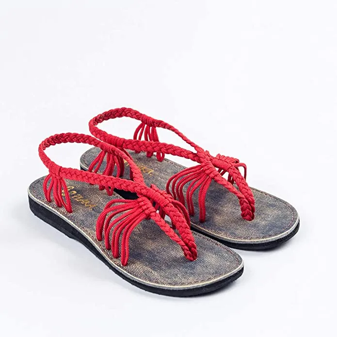 Boho Yellow Handwoven Braided Flat Sandals
