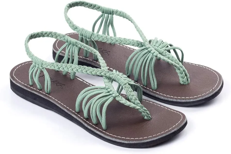 Boho Yellow Handwoven Braided Flat Sandals
