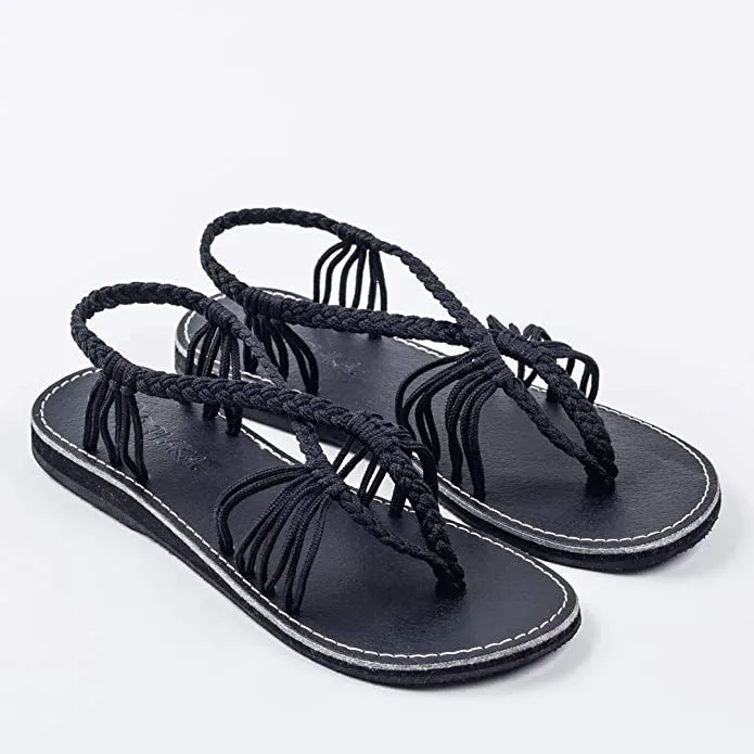 Boho Yellow Handwoven Braided Flat Sandals