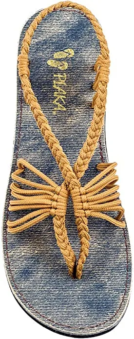 Boho Yellow Handwoven Braided Flat Sandals