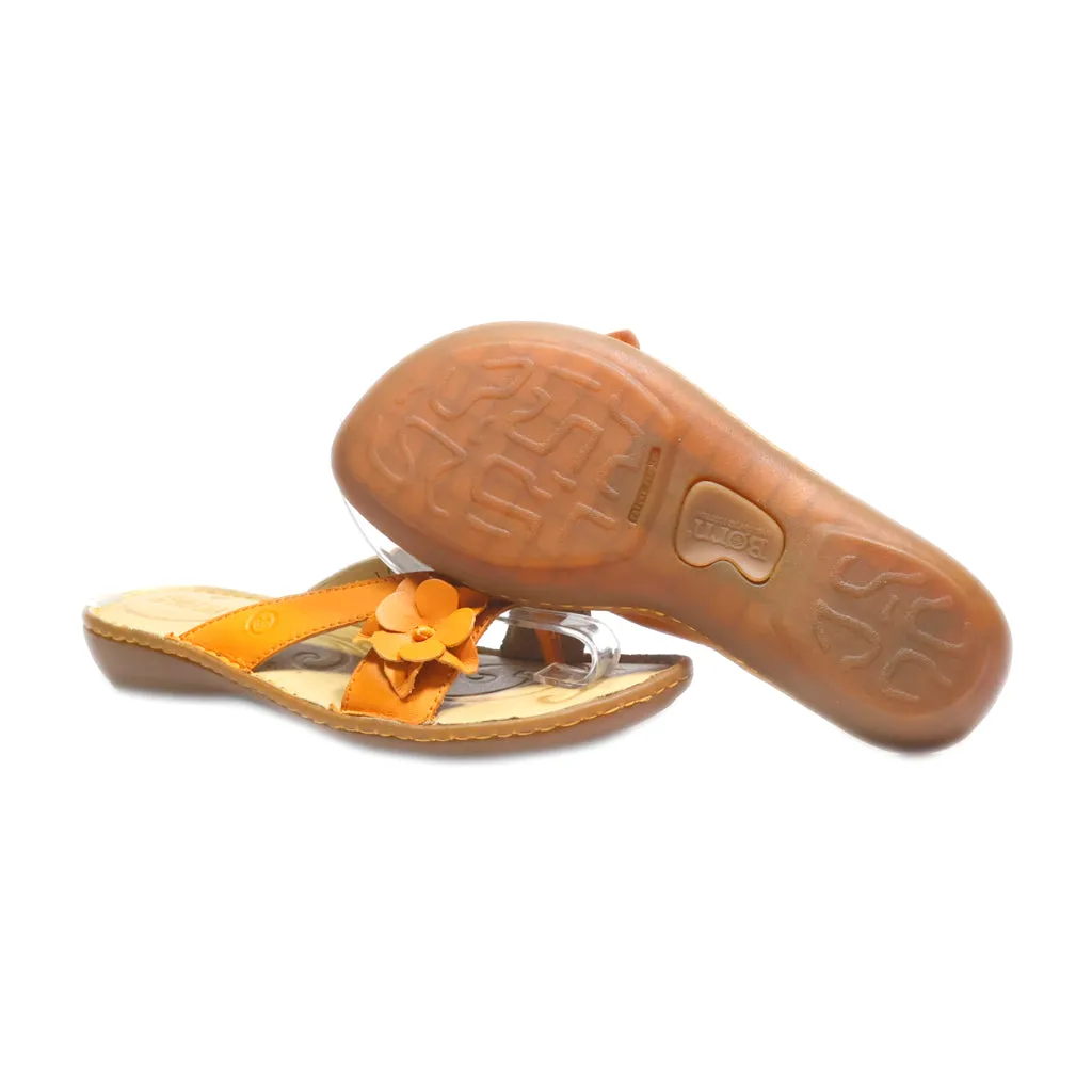 Born Flat Sandals Leather Orange Colour For Women