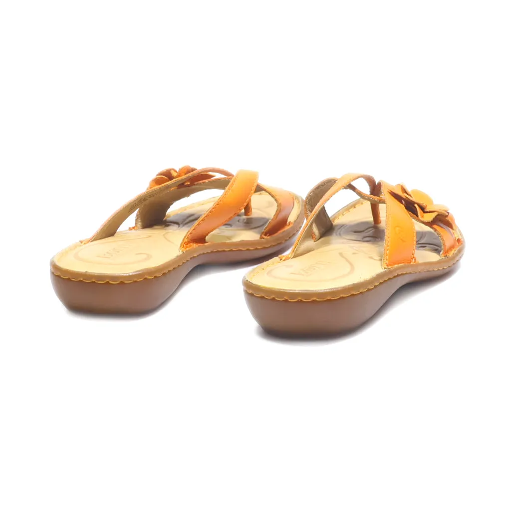 Born Flat Sandals Leather Orange Colour For Women
