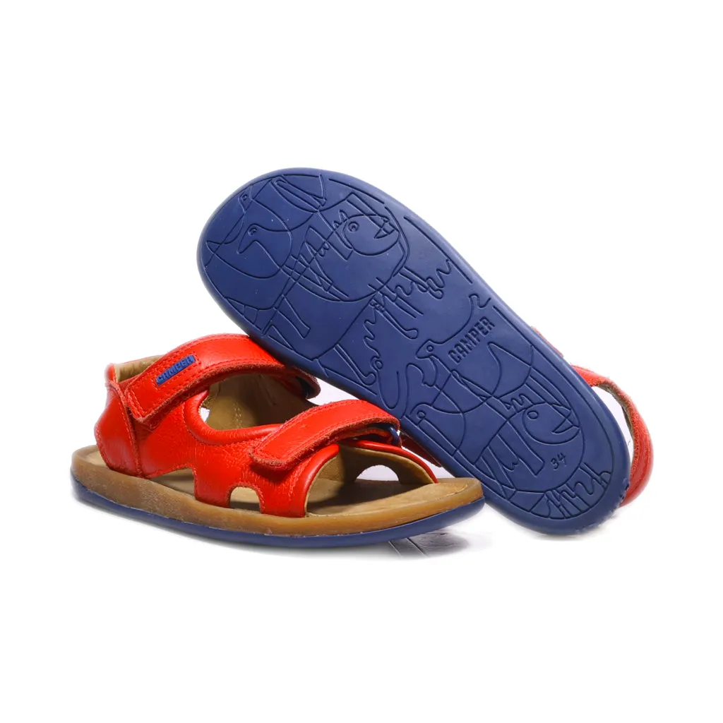 Camper Flat Sandals Leather Red Colour For Kids
