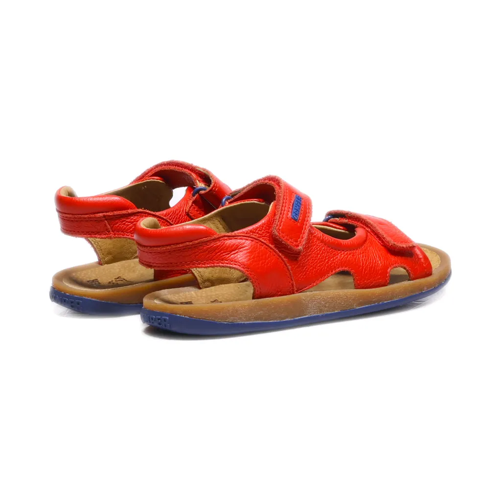 Camper Flat Sandals Leather Red Colour For Kids