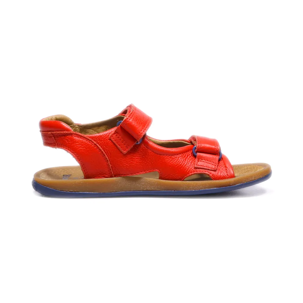 Camper Flat Sandals Leather Red Colour For Kids