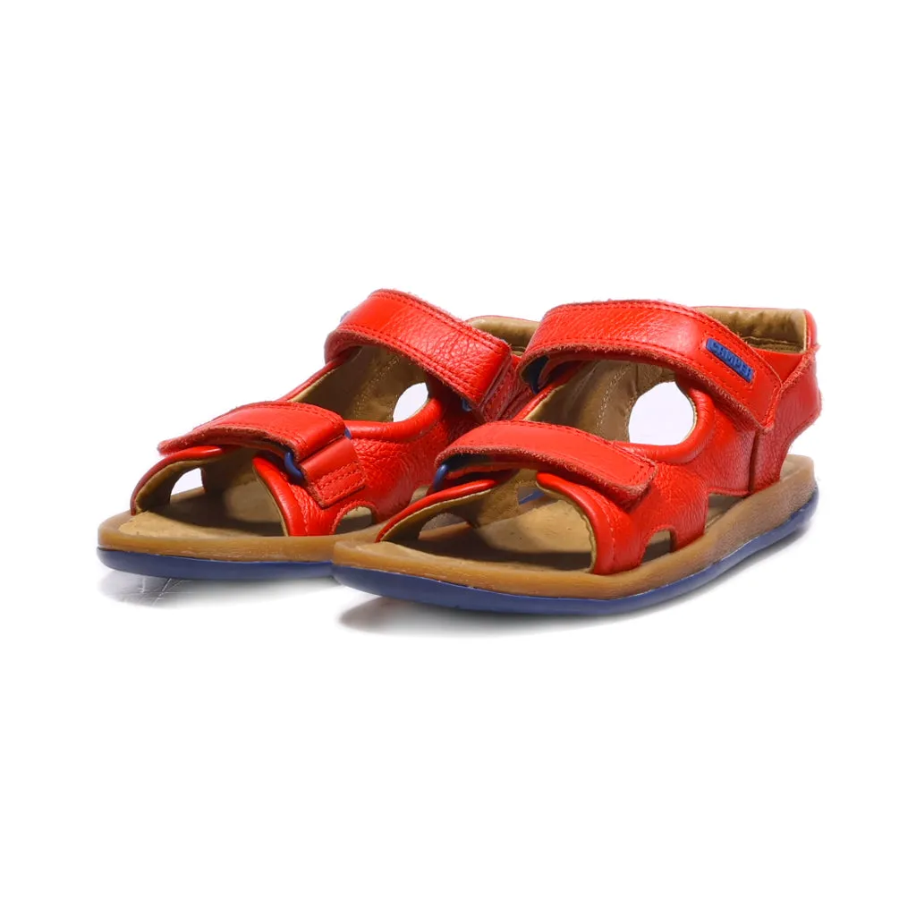 Camper Flat Sandals Leather Red Colour For Kids