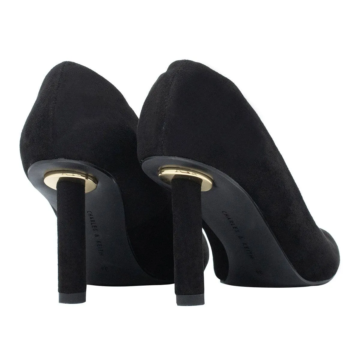 Charles & Keith Cylindrical Pump High-Heel Shoes Fabric Black Colour For Women