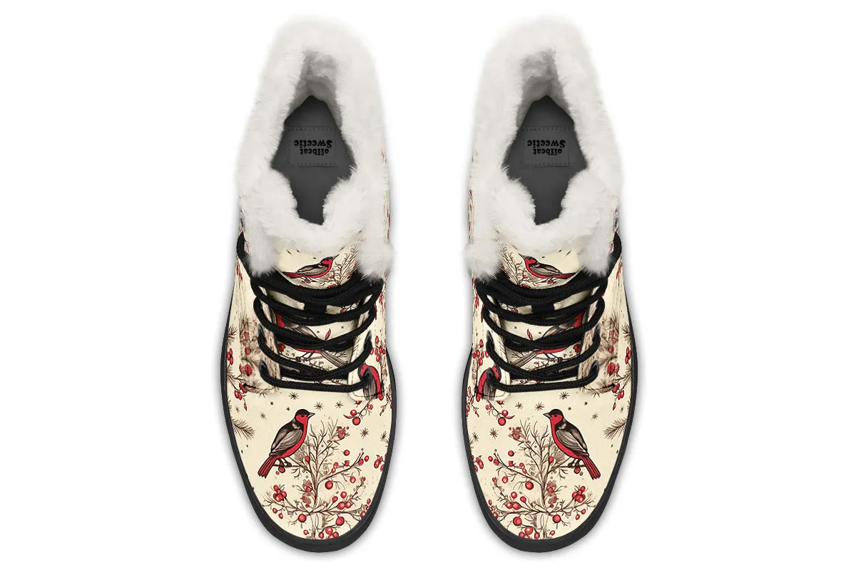 Christmas Birds Faux Fur Boots