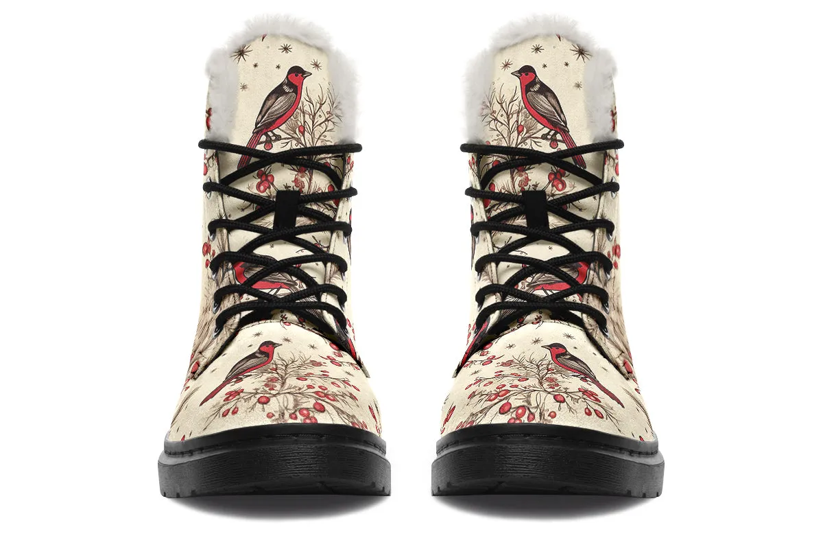 Christmas Birds Faux Fur Boots
