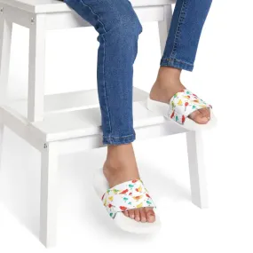 Colorful Birds Youth Pu Slide Sandals