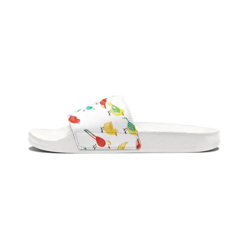 Colorful Birds Youth Pu Slide Sandals
