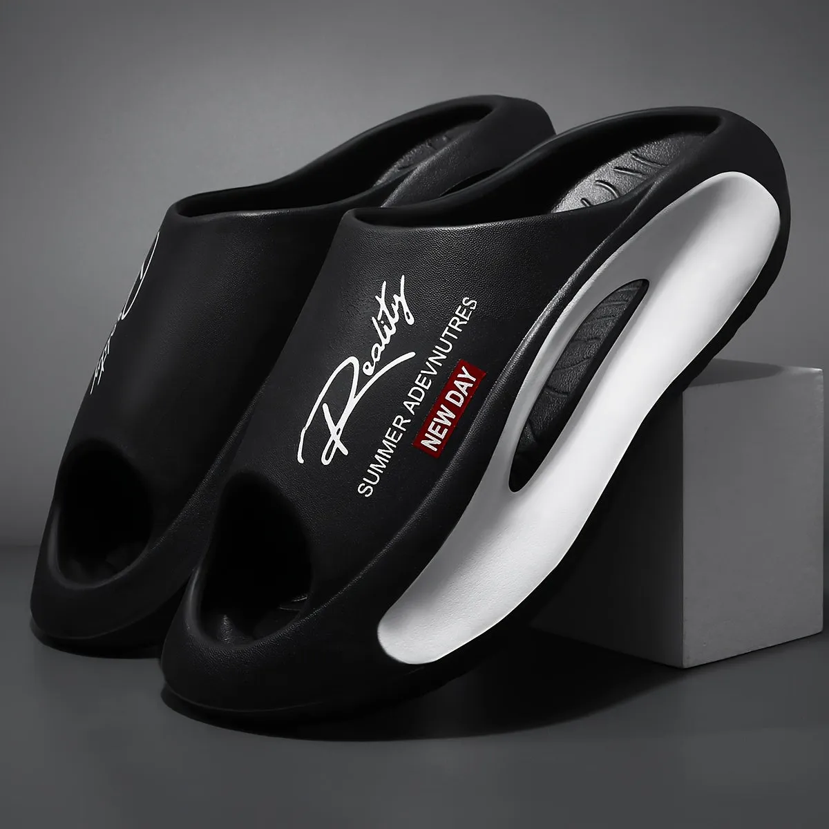 Face Print Slides - Thick Sole, Non-Slip & Breathable Open Toe Sandals