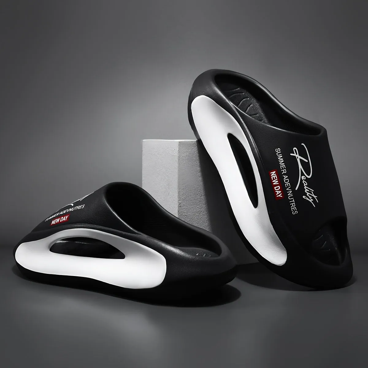 Face Print Slides - Thick Sole, Non-Slip & Breathable Open Toe Sandals