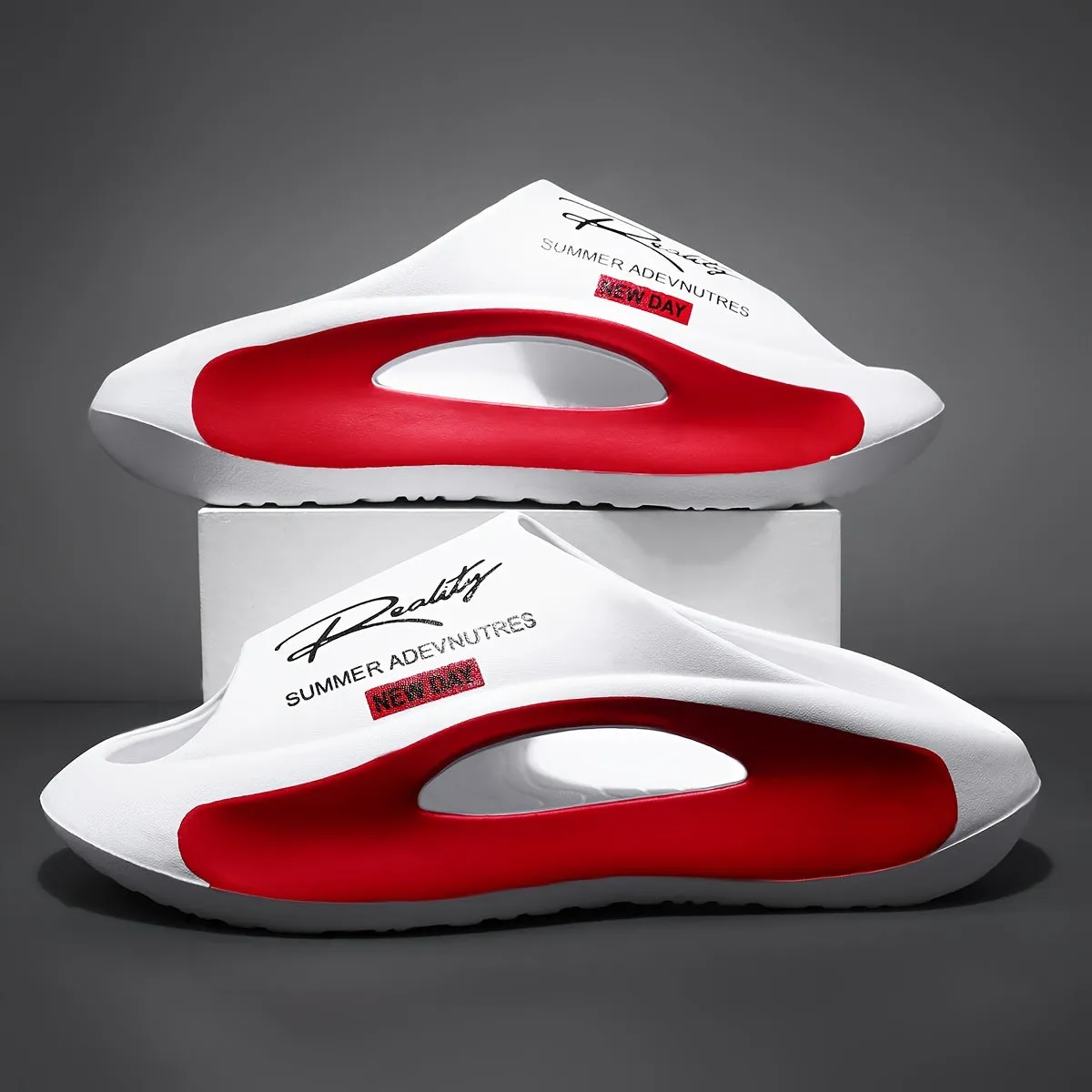 Face Print Slides - Thick Sole, Non-Slip & Breathable Open Toe Sandals