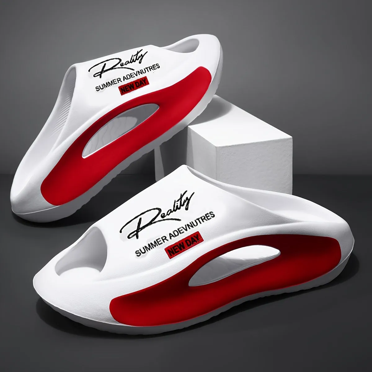Face Print Slides - Thick Sole, Non-Slip & Breathable Open Toe Sandals