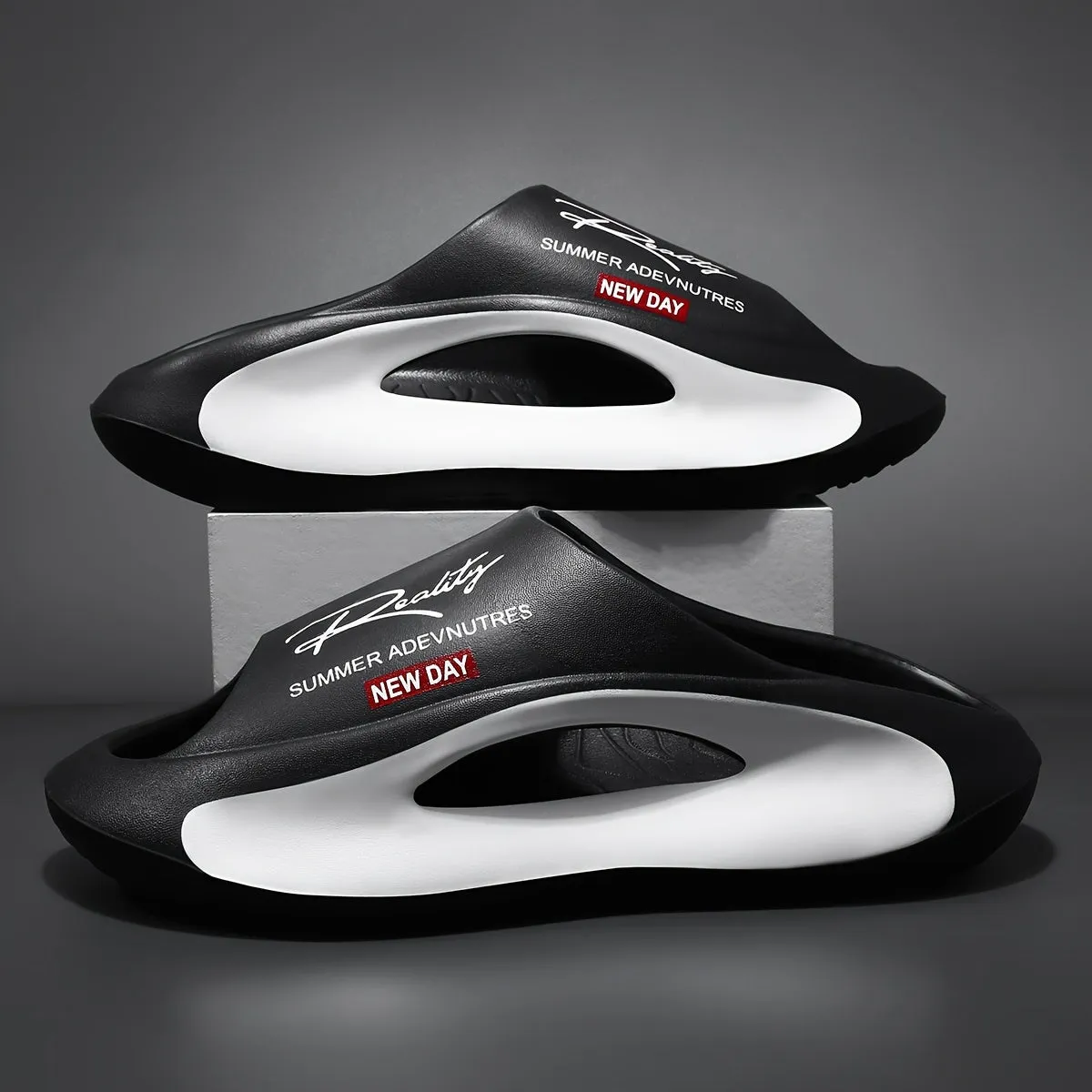 Face Print Slides - Thick Sole, Non-Slip & Breathable Open Toe Sandals