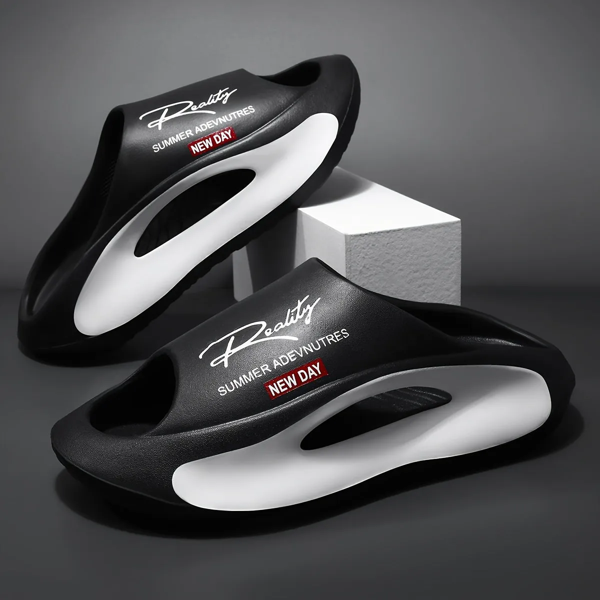 Face Print Slides - Thick Sole, Non-Slip & Breathable Open Toe Sandals