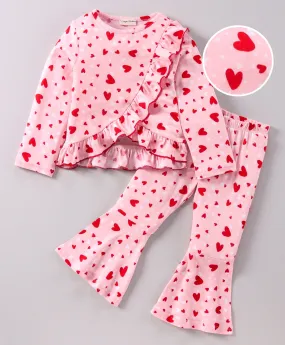 Hearts Frill Top and Bootcut Pants Set