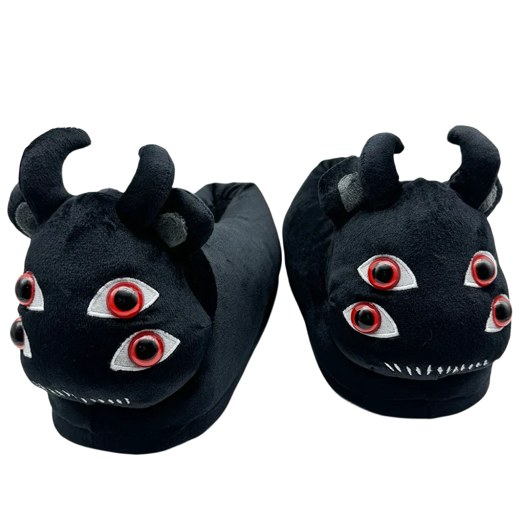 Highland Cow Halloween Michael Myers & Chucky Plush Slippers – Soft Horror Themed House Shoes