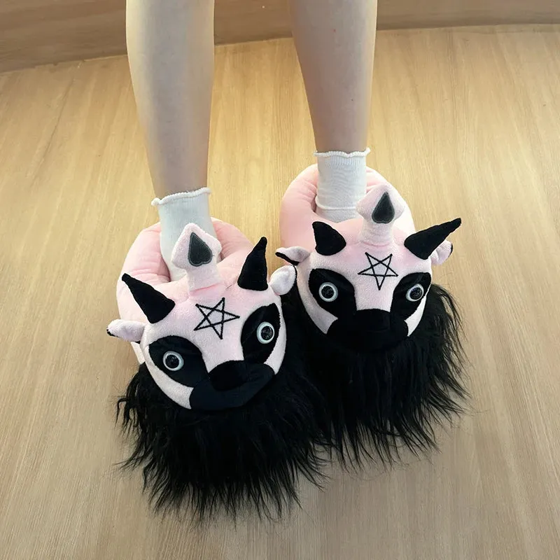 Highland Cow Halloween Michael Myers & Chucky Plush Slippers – Soft Horror Themed House Shoes