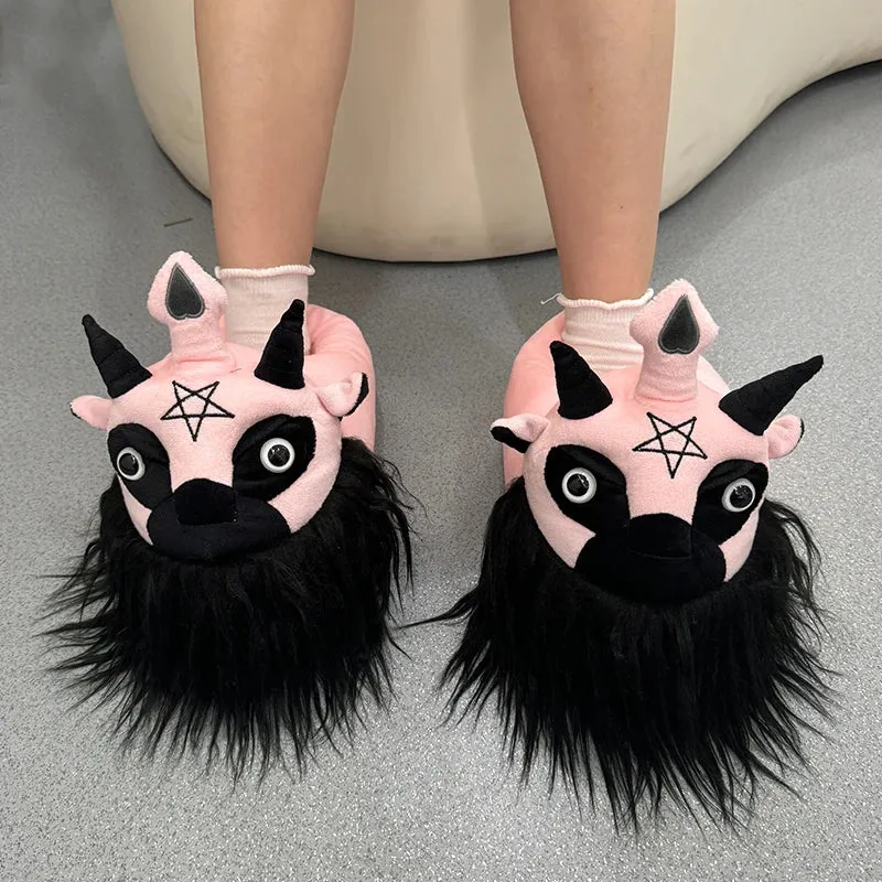 Highland Cow Halloween Michael Myers & Chucky Plush Slippers – Soft Horror Themed House Shoes