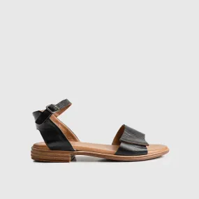 Leather Flat Comfort Sandals Black 8543