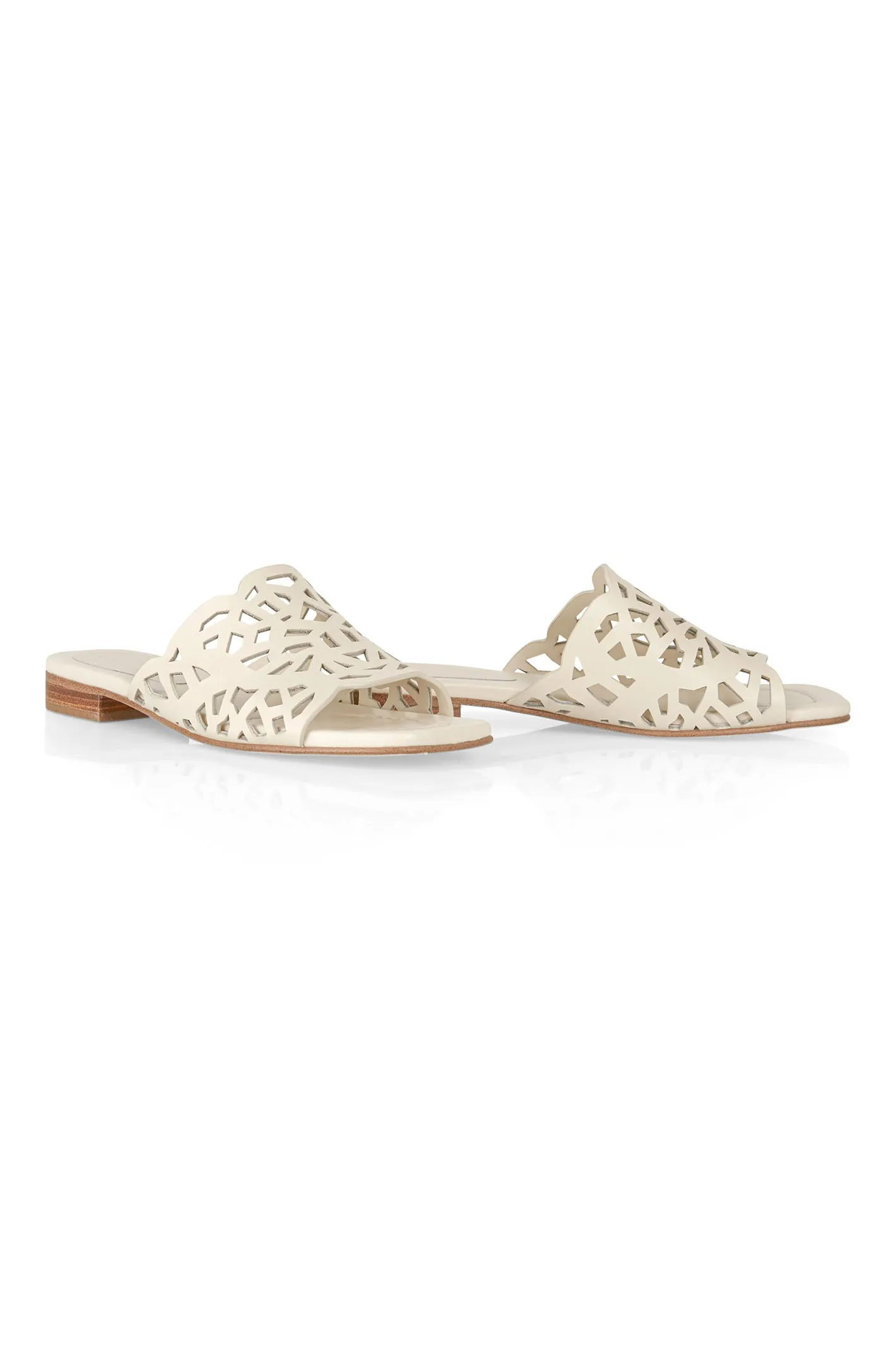 Marc Cain WB SG.16 L24 100 Cream Laser Cut Slider Sandals
