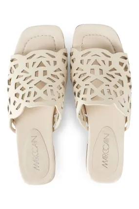 Marc Cain WB SG.16 L24 100 Cream Laser Cut Slider Sandals