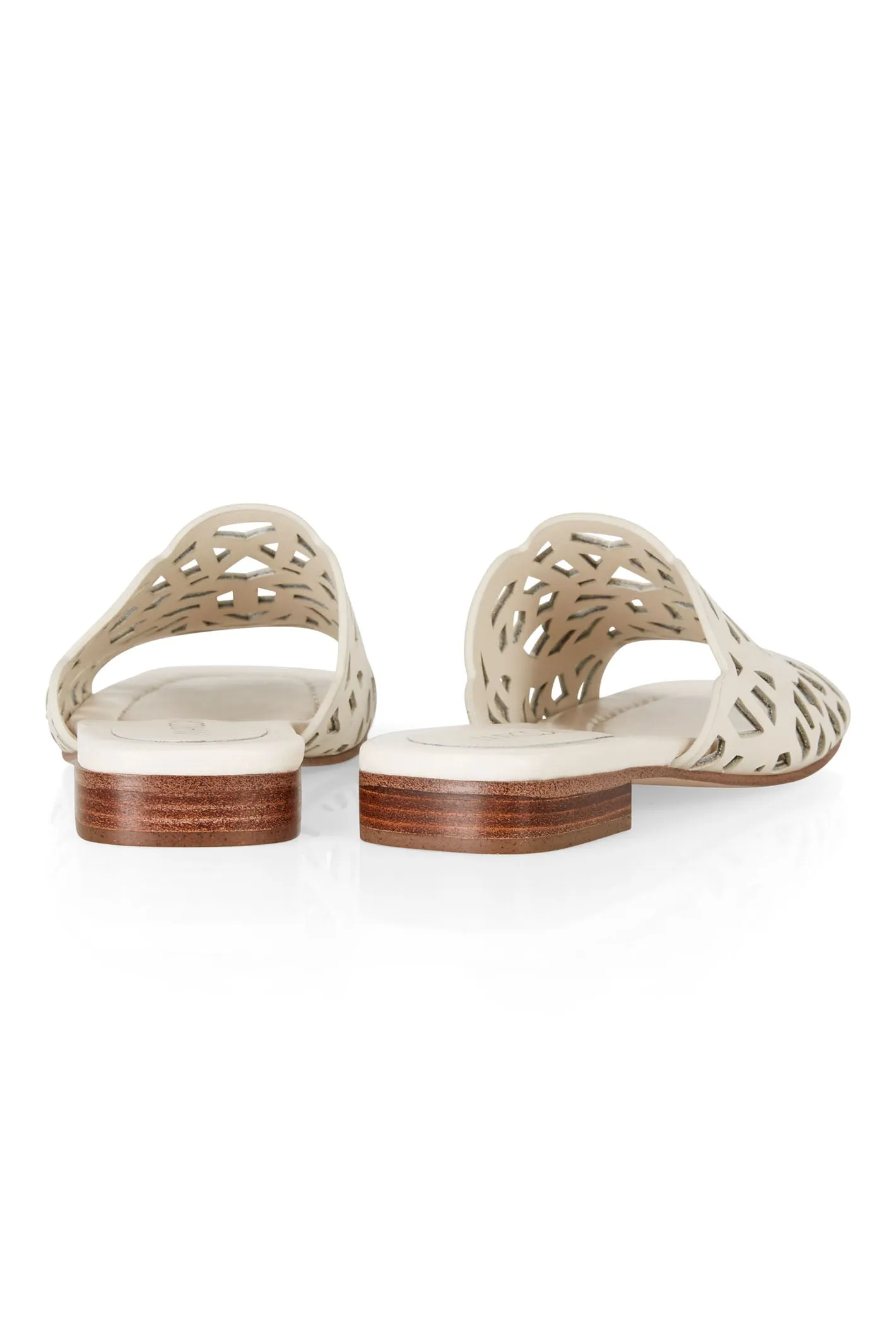 Marc Cain WB SG.16 L24 100 Cream Laser Cut Slider Sandals