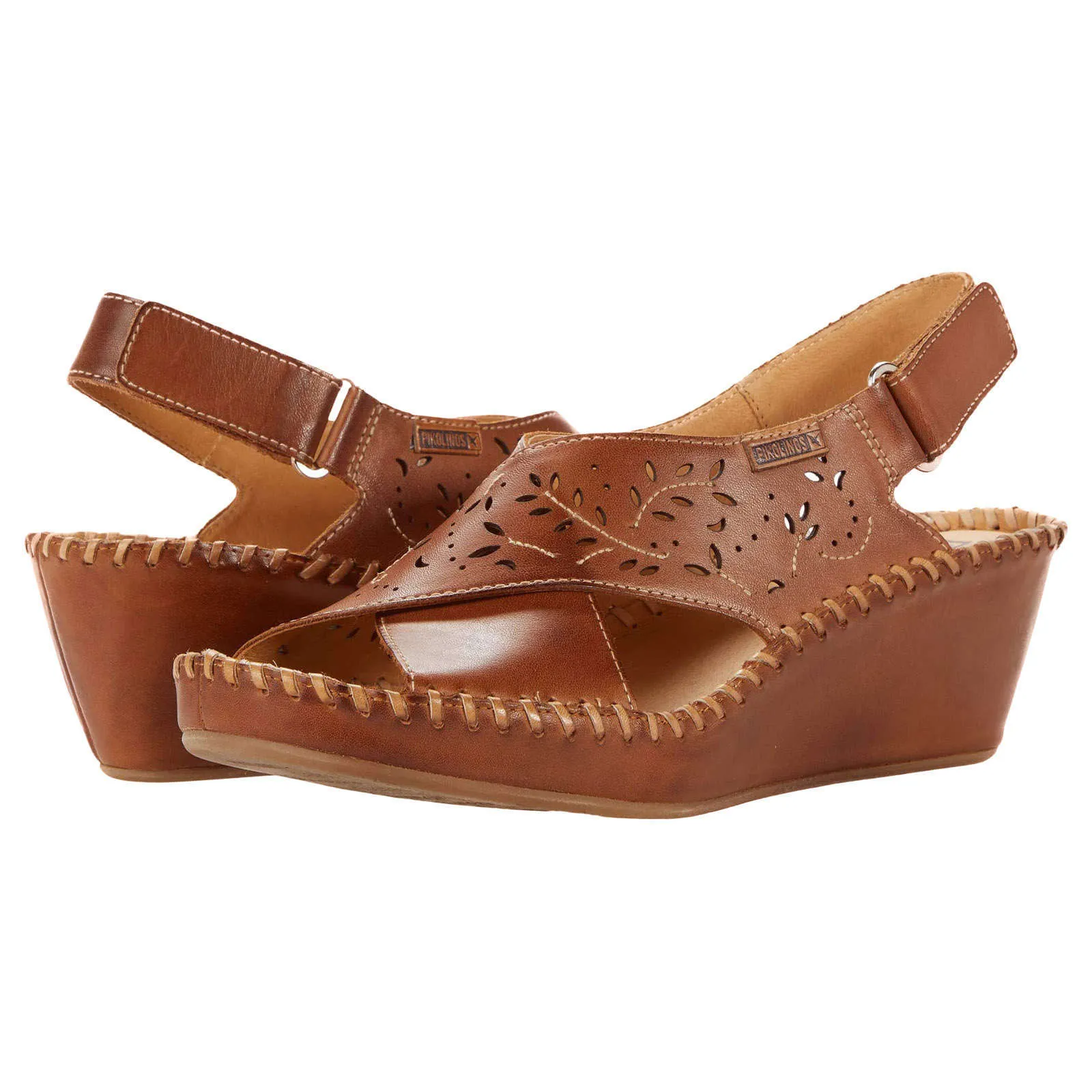 Pikolinos Margarita Calfskin Leather Women's Peep Toe Wedge Sandals