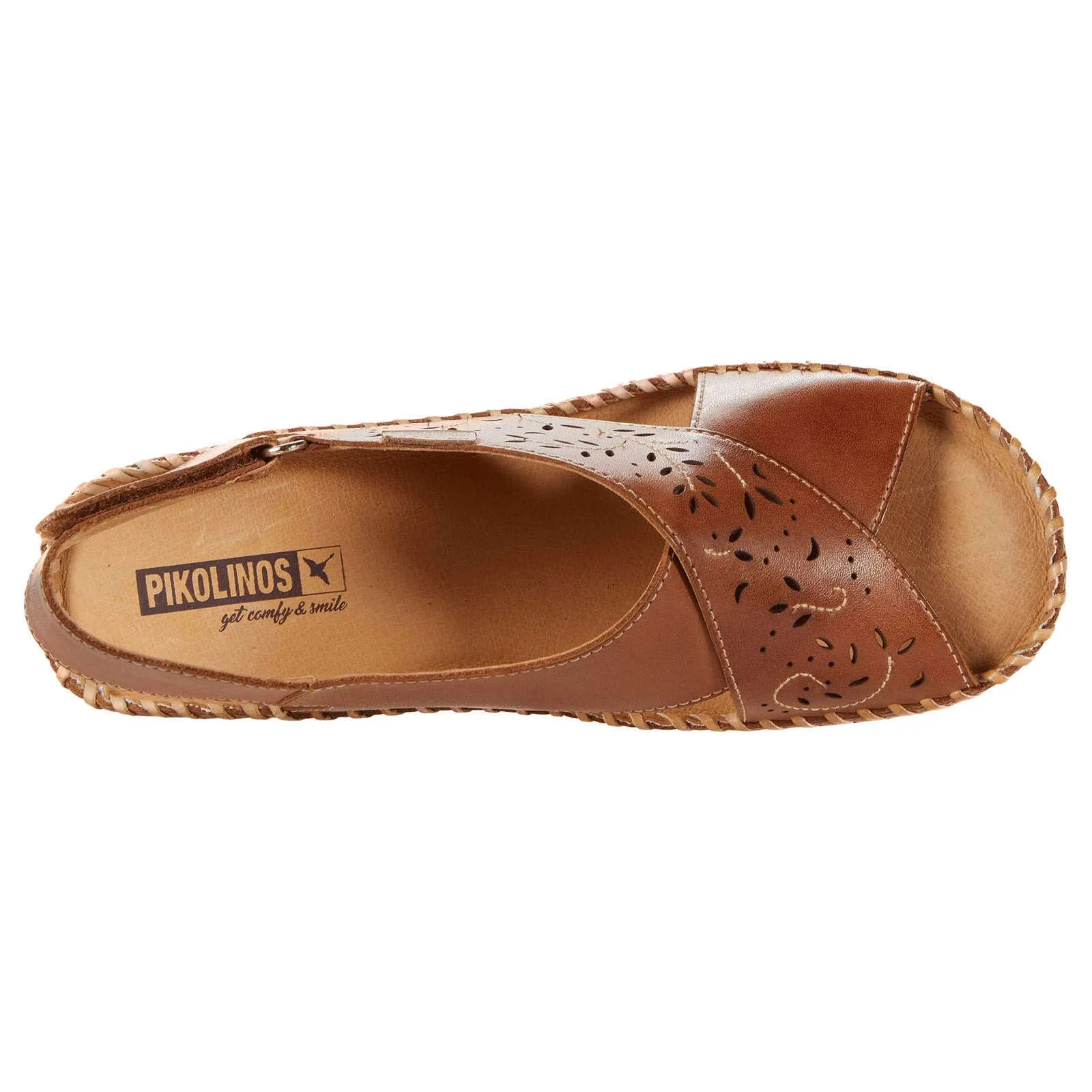 Pikolinos Margarita Calfskin Leather Women's Peep Toe Wedge Sandals