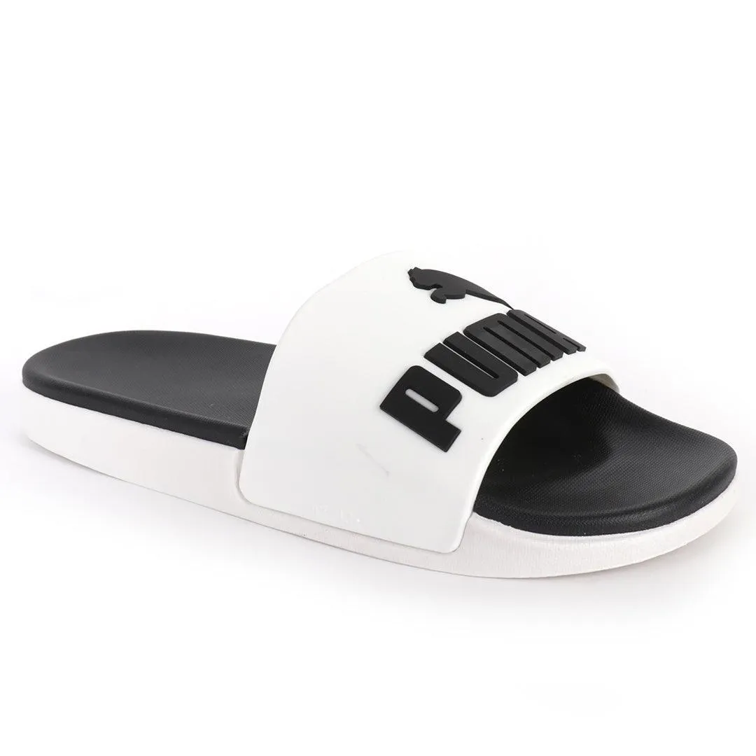PM Royalcut Comfort Black And White Rubber Sole Men's Slide