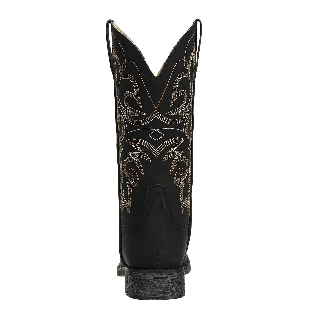 SheSole Cowgirl Boots for Women Square Toe Mid Calf Embroidered Fashion Western Cowboy Boots