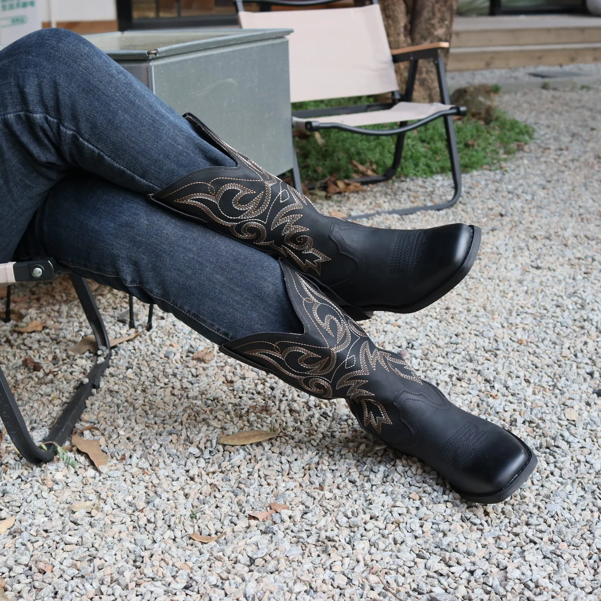 SheSole Cowgirl Boots for Women Square Toe Mid Calf Embroidered Fashion Western Cowboy Boots