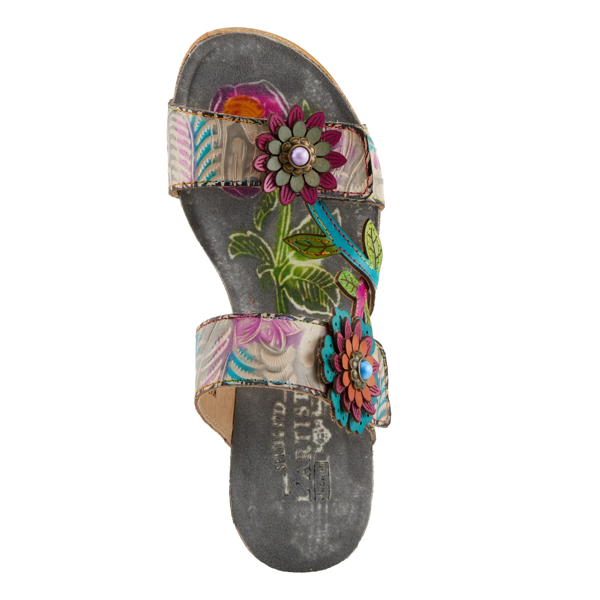 Spring Step Shoes  L'Artiste Moai Sandals Women's Floral Leather