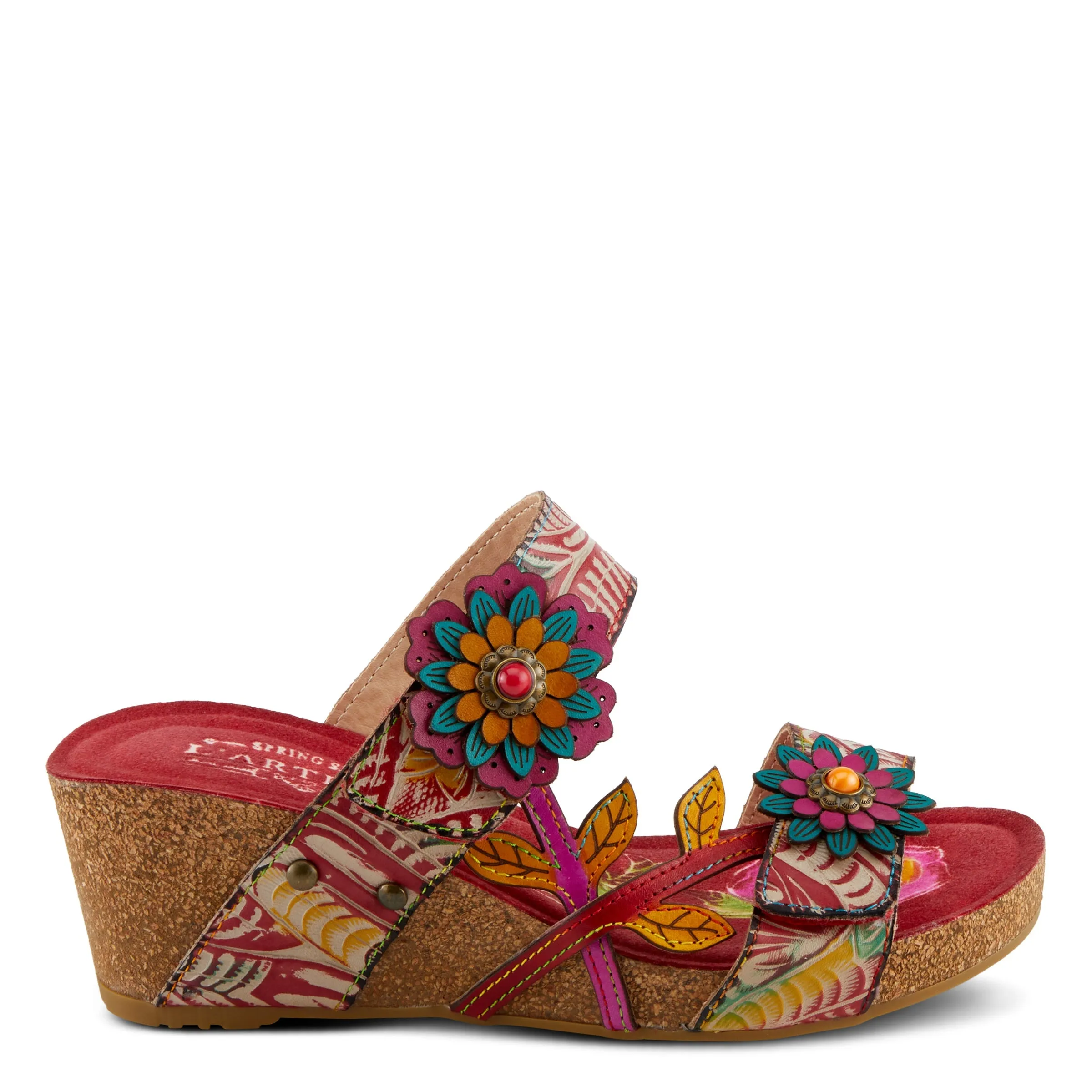 Spring Step Shoes  L'Artiste Moai Sandals Women's Floral Leather