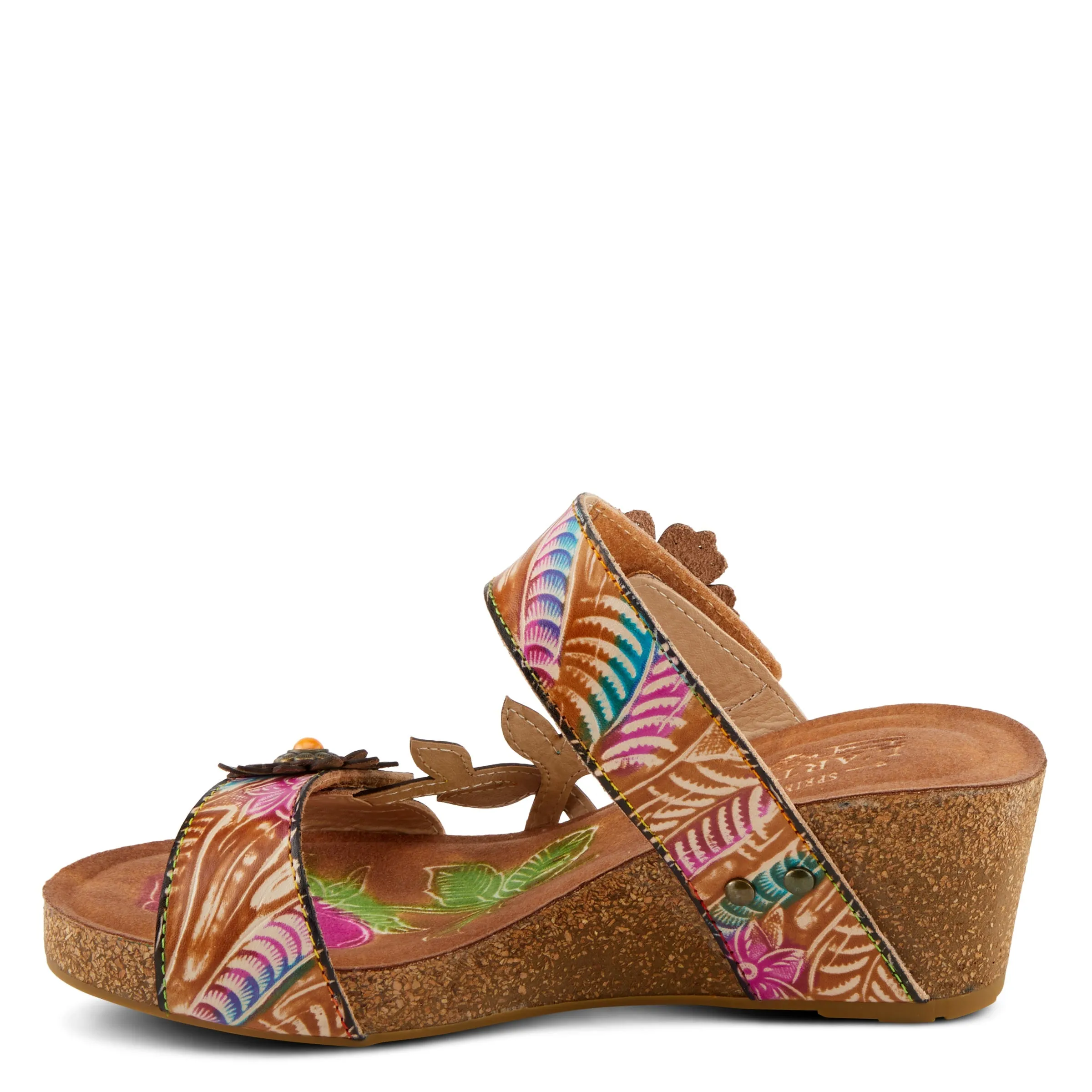 Spring Step Shoes  L'Artiste Moai Sandals Women's Floral Leather