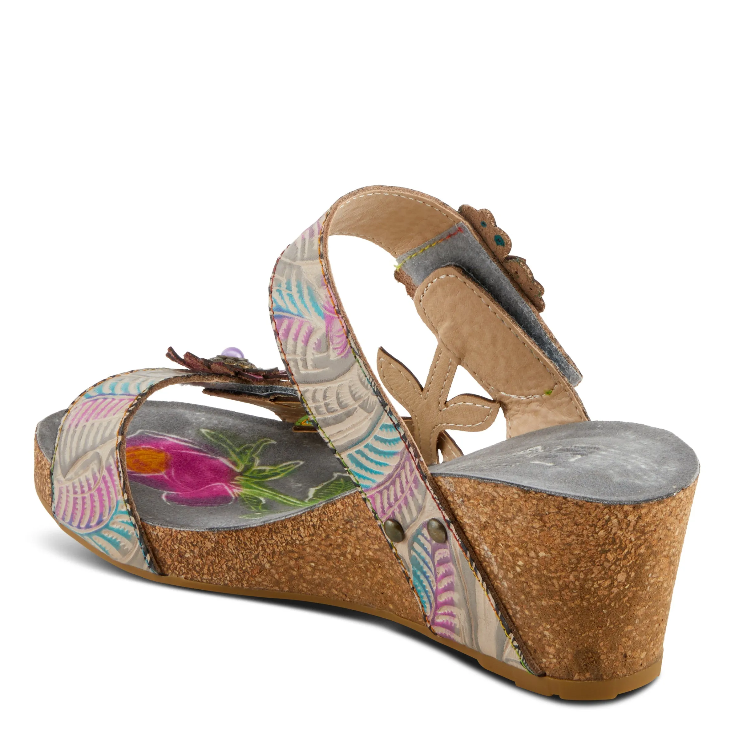Spring Step Shoes  L'Artiste Moai Sandals Women's Floral Leather