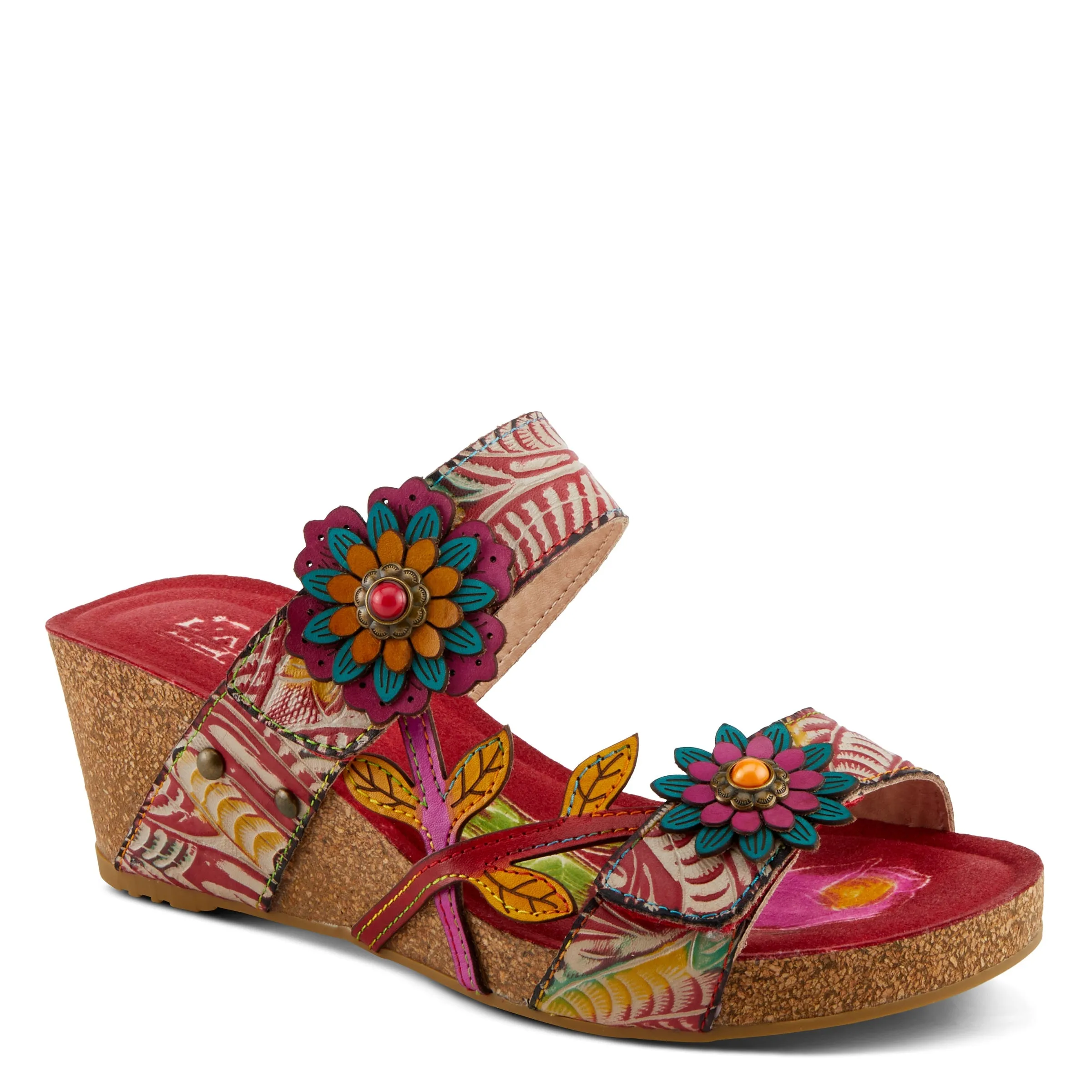 Spring Step Shoes  L'Artiste Moai Sandals Women's Floral Leather
