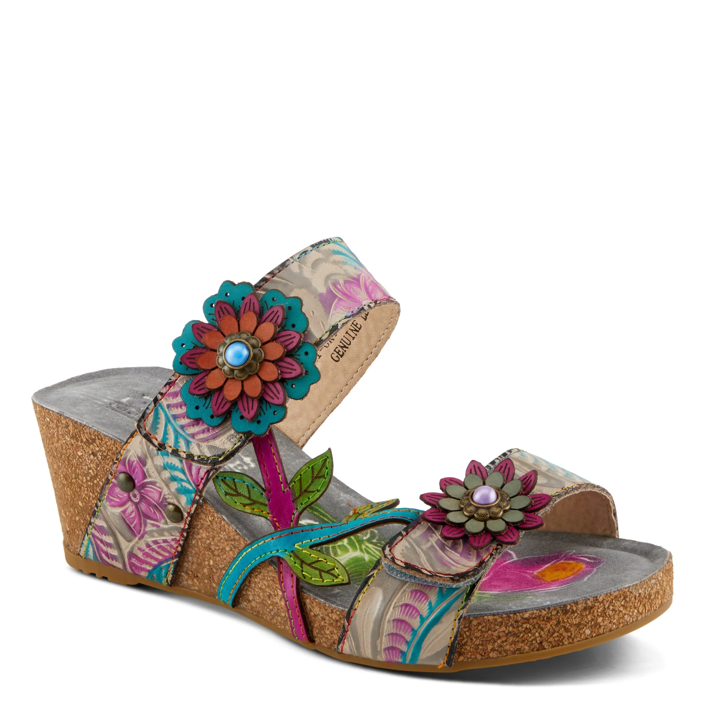 Spring Step Shoes  L'Artiste Moai Sandals Women's Floral Leather